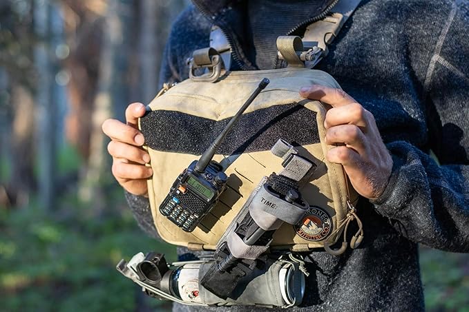 Wilderness Pack Tactical Chest Rig: 1000D Nylon Wildland Fire Radio Harness Fly Fishing Pack &amp Outdoor Organizer. Modular MOLLE Chest Bag with YKK Zippers &amp Stable 4-Point Non-Bounce Harness