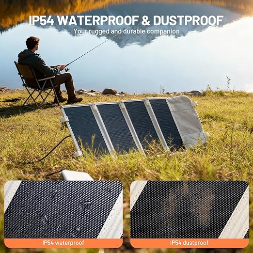 Litheli 24W Portable Solar Panel Charger Foldout Mini Solar Panel for Camping Hiking &amp Window Use IP54 Waterproof Dual USB-C/USB-A 5V/3A Foldable Solar Charger for Phone Camera &amp Power B