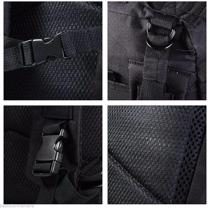 30L Tactical Backpack Waterproof Outdoor Molle Rucksack Camping Bag Large Capacity Thickness Strap Hook-n-Loop(Brown)