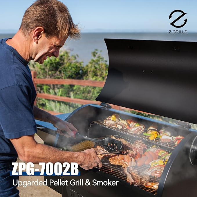 Z GRILLS Pellet Smoker Grill with PID Control Rain Cover 700 sq. in Cooking Area for Outdoor BBQ ZPG-7002B