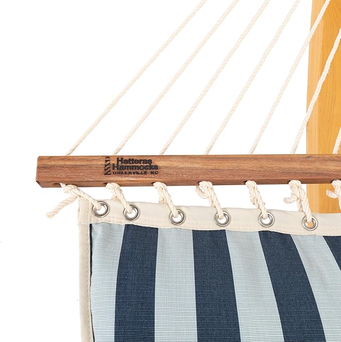 Hatteras Hammocks Expressive Mist Sunbrella Pillowtop Hammock with Free Extension Chains &amp Tree Hooks Handcrafted in The USA Accommodates 2 People 450 LB Weight Capacity 13 ft. x 55 in.