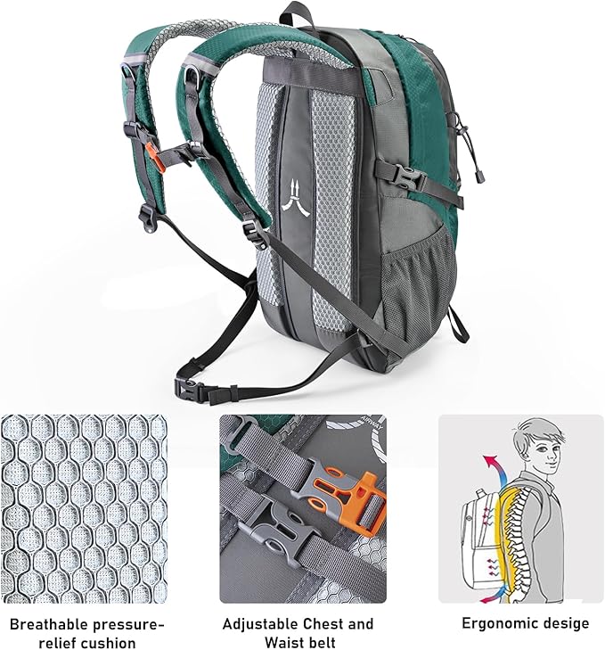 N NEVO RHINO Hiking Backpack 20L Water Resistant Outdoor Day PackLightweight Travel Small Backpack for Men Women