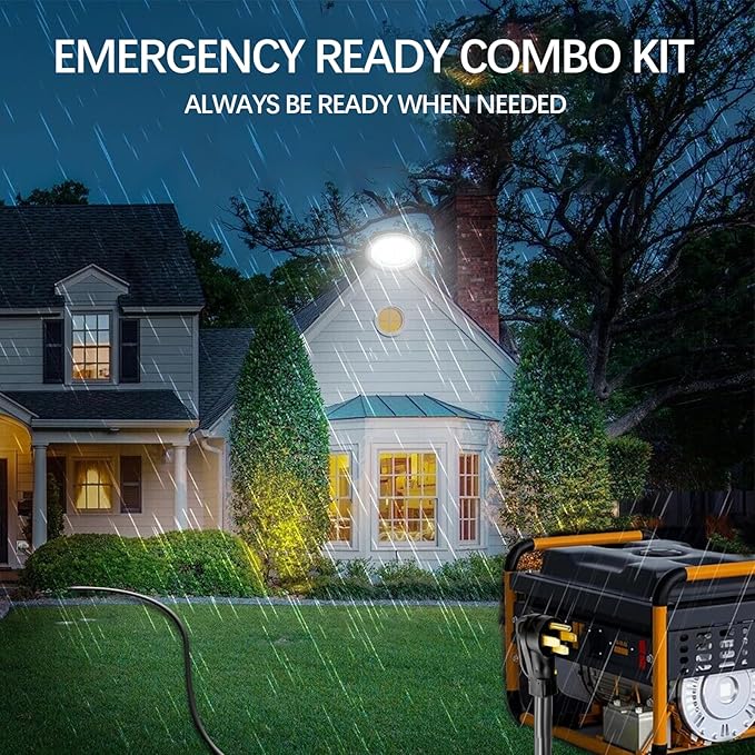 50 Amp Generator Extension Cord 13FT STW 6/3 + 8/1 Power Cord N14-50P &amp SS2-50R &amp CS6364 Twist Lock Connectors
