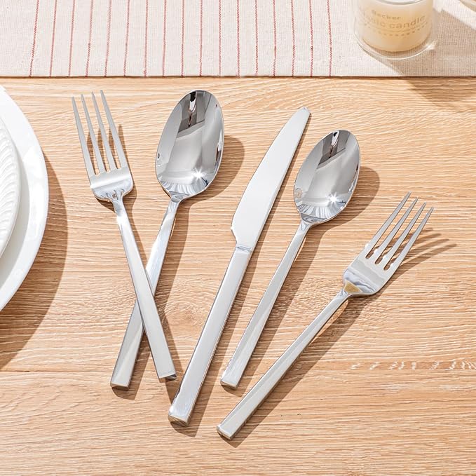 KINGSTONE Silverware Set 30-Piece Flatware Cutlery Set Premium Stainless Steel Service for 6 for Kitchen Home Wedding Party Mirror Polished and Dishwasher Safe