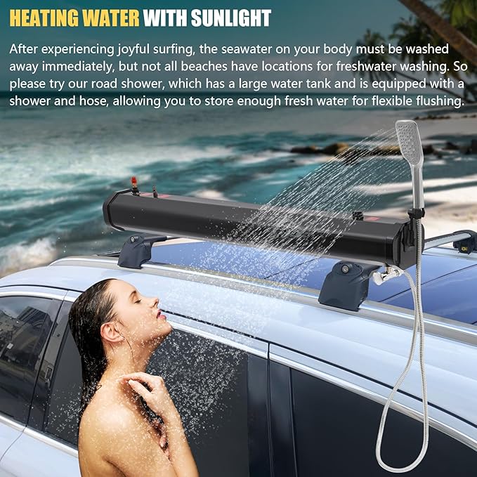 Pressurized Water Tank for Camping ShowerPortable Camping Showerhead Handheld with Storage Bag Roof Rack Shower for Hiking Car wash Pet Cleaning Beach Vacations