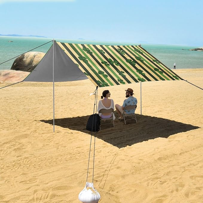 St Patrick Striped Clovers Beach Tent Sun Shelter Set UPF50+ UV Protection 10.5 x 9.19 FT Camping Shade Canopy with Sandbags Sand Anchors Carrying Bag and Others