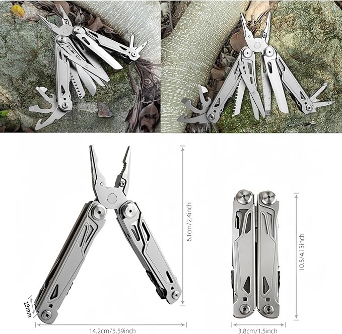 Portable Multitool Pliers Mini Scissors with Clip Knife Folding Stainless Steel Lightweight Tools for Travel Camping Hiking (silver 1pcs)