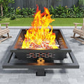47 Large Fire Pit Square Outdoor Fire Pit with Poker Wood Burning FirePit for Camping Backyard Patio