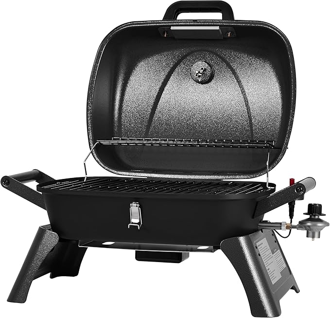 Royal Gourmet GT2006 Portable Tabletop Gas Grill 12000 BTU Output for Outdoor Camping Foldable Legs Piezo Ignition Built-in Thermometer for Tailgates and Camping Trips Dark Gray