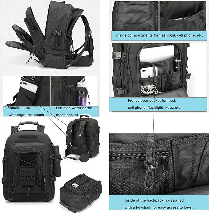 Large tactical military backpack Army Daypack Assault Pack for Men Molle Backpacks Bug Out Bag 3 Day Pack for Hiking Camping Travel Hunting (Green Ruin)