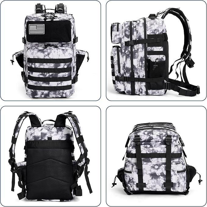 gracedon Tactical Backpack - Military Molle Bag 3 Days Pack for men and Women Large Assault Rucksack 45L (Black)