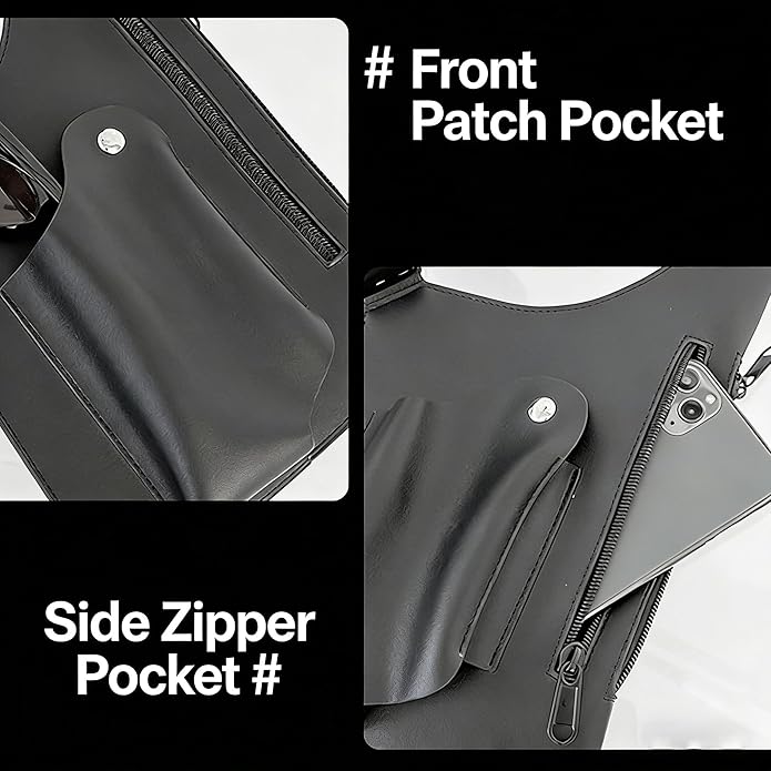 Double Shoulder Bag Adjustable Tactical Armpit Pouch for Men Anti-Theft Underarm Leather Wallet Pocket Holster