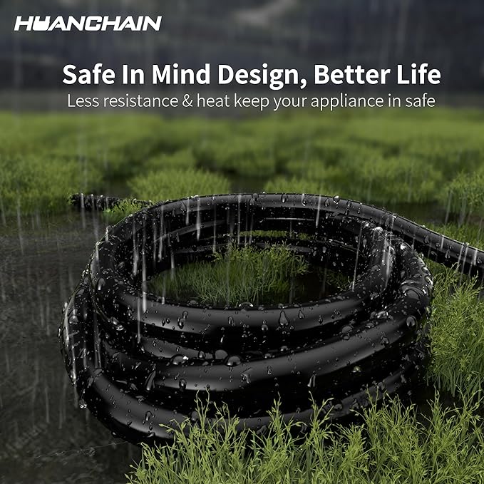 HUANCHAIN 3 Prong 30 Amp Generator Cord 10 Feet Heavy DutyNEMA L5-30P/L5-30R 10 Gauge 125V SJTW Green Lock Generator Extension Cord Waterproof ETL Listed