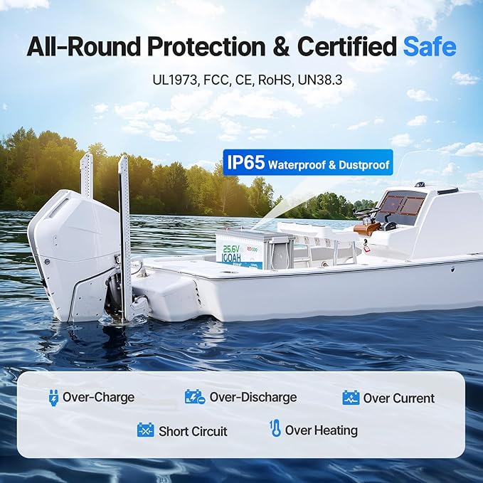 Redodo 24V 100Ah Lithium LiFePO4 Battery and 29.2V 20A Charger Set 2560Wh Up to 15000 Cycles Perfect for Trolling Motor RV Marine Boat and Solar Home