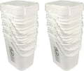 5.3 Gallon White Rectangular Bucket/Pail with Hinged Snap Lid 8 Pack