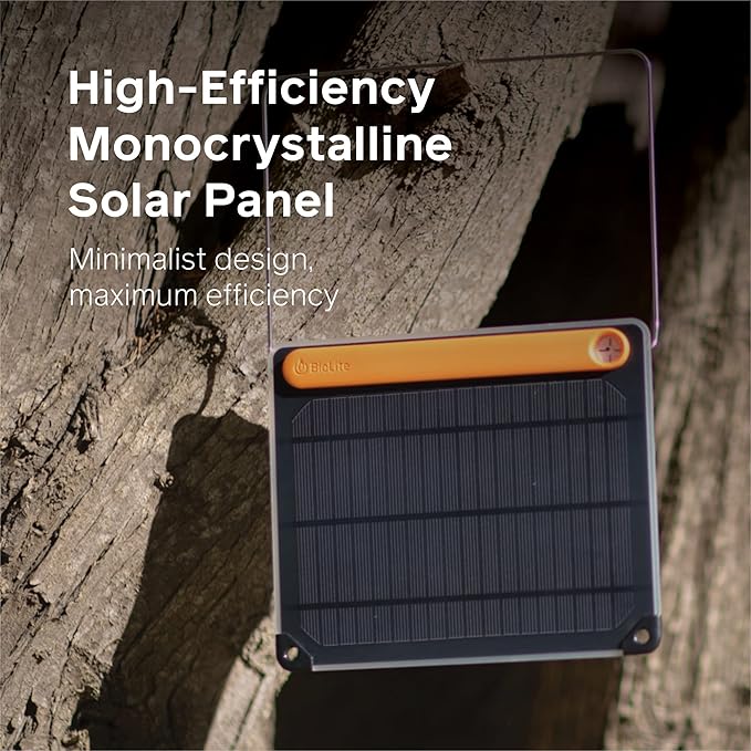 BioLite SolarPanel 5+ Ultraslim 5-Watt Solar Panel with 3200 mAh Battery 13.76 oz 10.12 x 8.19 x 0.94