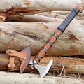 Viking Axe of Ragnar Lothbrok Hunting Axe with Rosewood Handle - Hand-Forged High Carbon Steel Sharp Blade Handmade Camping Axes Hatchet-Norse Ax Tomahawk Vikings Bearded Axes with Leather Sheath