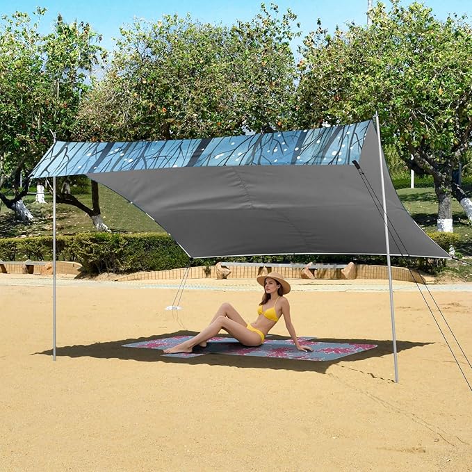 ALAZA Fox Winter in Forest Beach Tent Sun Shelter Portable Canopy Sunshade for Outdoor Camping Picnics Backyard Fun 10x9 ft