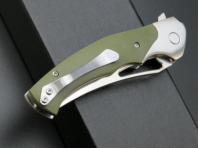Eafengrow EF7 Folding Knife K110 Steel Blade G10&ampStainless Steel Handle EDC Tool Knives for Outdoor Working Camping Hiking(green)
