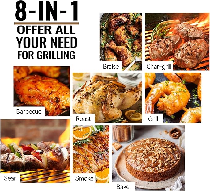 Z GRILLS 8-in-1 Outdoor BBQ Grill with PID 3.0 Controller Wood Pellet Smoker Auto Temperature Control Huge Storage Cabinet Side Shelf with Tool Hooks 572 sq in Cooking Area for Camping Party