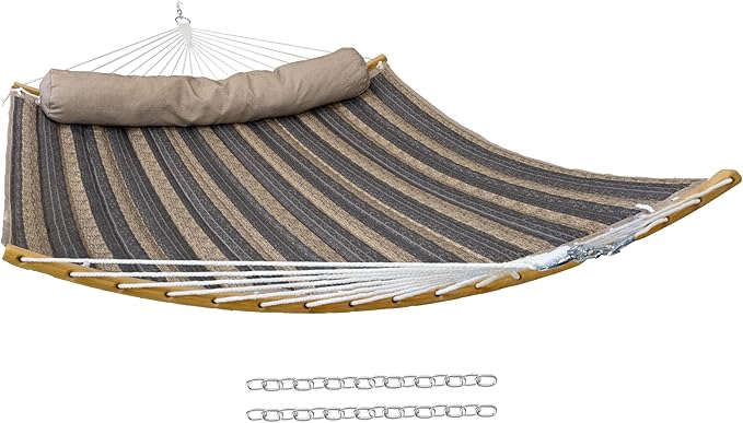 Sunnydaze Outdoor Hammock with Spreader Bar - 450-Pound Capacity Curved Spreader Bar Hammock - Mountainside
