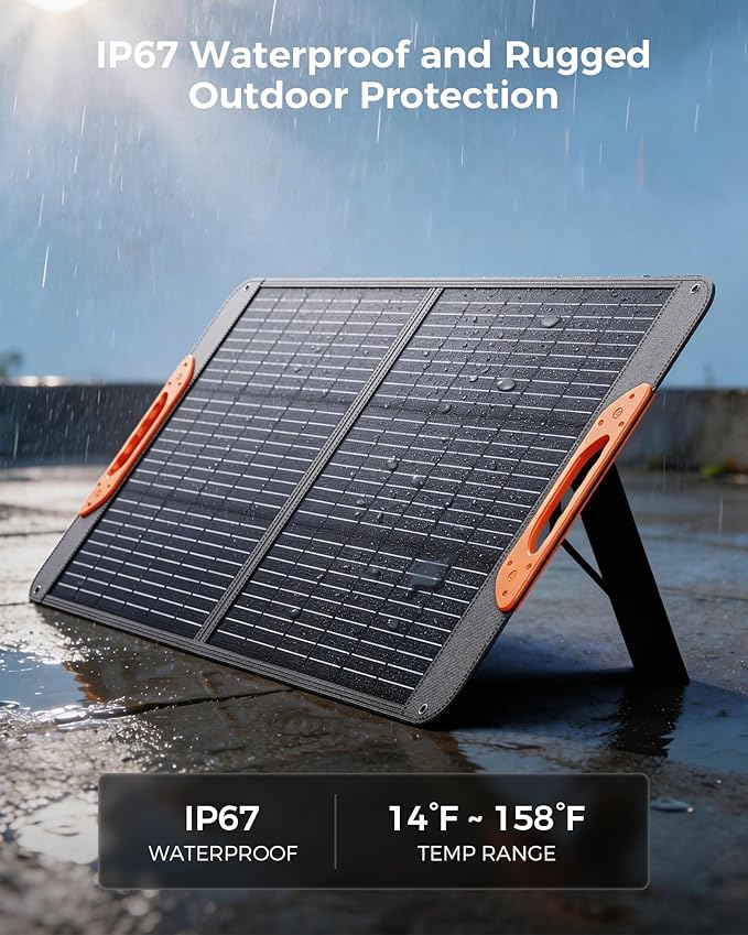 ZOUPW 100W Portable Solar Panel with 5-in-1 Cable23.5% Efficiency Mono Foldable Solar Charger for Jackery 300/Ecoflow River/Anker/BluettiIP67 Waterproof for Camping RV Off-Grid Emergency Power