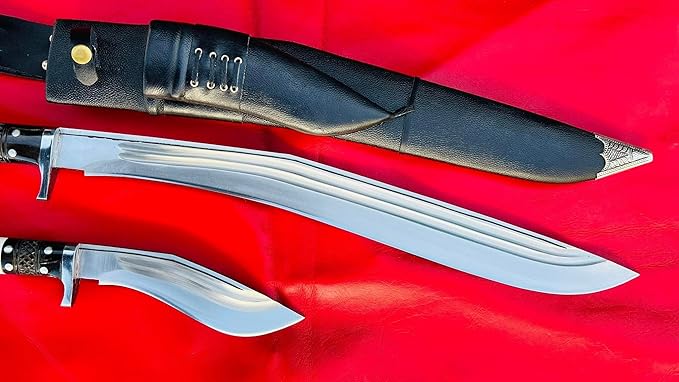 21 Inch Hand Forged 2 Fuller Siru Sword/Shot Knife Custom Khukuri Leaf Spring of Truck Fixed Blade Razor Sharp Ready to Use Kukri Carbon Steel 5160