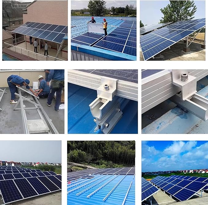 Solar Panel Mounting Z Brackets - Adjustable Aluminum Clamps 30-45Mm 20 Mid and 8 End Clamps for Panels
