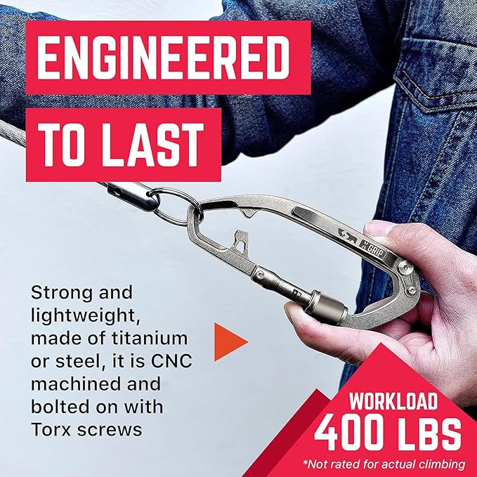 GPCA Carabiner Multitool - Carabiner Heavy Duty Key Clip for Keys Bottle Opener Screwdriver Box Cutter Ruler Keychain Clip Keychain Organizer EDC Gear for Camping &amp Hiking - Gifts for Men