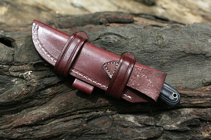 GCS Handmade G10 Handle D2 Tool Steel Tactical Hunting Knife with leather sheath Full tang blade designed for Hunting &amp EDC GCS 10