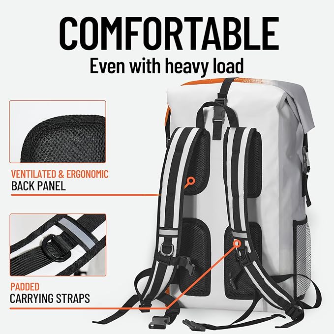 Waterproof Dry Bag Heavy Duty Marine Dry Bags for Kayaking Hiking Orange Gray Abstract Art Painting Backpack Roll-Top Closure Bag - Backpack Waterproof Phone Case 35L/55L/85L