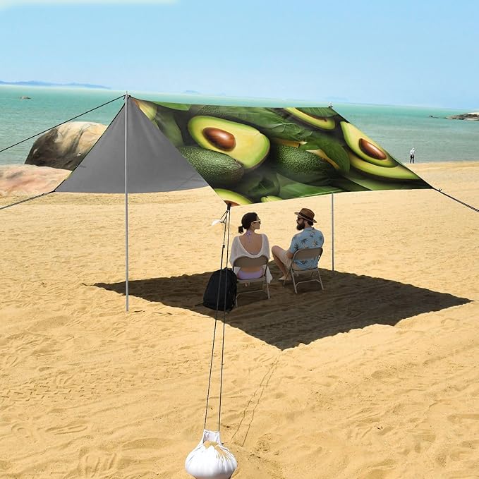 ALAZA Avocado Fruit Beach Tent Sun Shelter Portable Canopy Sunshade for Outdoor Camping Picnics Backyard Fun 10x9 ft