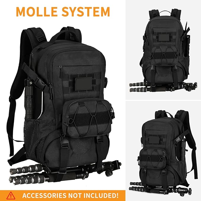HUNTVP 30L Tactical Backpack Military Backpack MOLLE Rucksack Gear Assault Pack Daypack for Hunting Camping Hiking Backpack(Black)