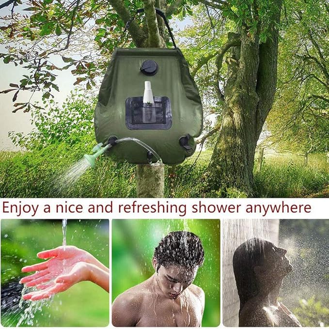 Shower Bag for Camping Camping Shower Kit Solar Shower Bag Outdoor Portable Shower 5 Gallons/20L Solar Heating Hot Water Shower Bag for Camping Hiking Beach Traveling