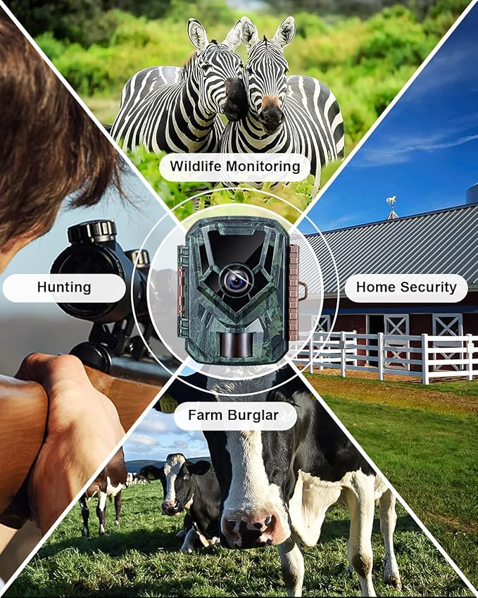 KJK 2 Pack Trail Cameras 36MP 2.7K 8AA Batteries Game Camera with Night Vision Motion ActivatedWaterproof lP66 0.1s Trigger Time w/ 130°Wide-Angle TrailCam for Wildlife Monitoring