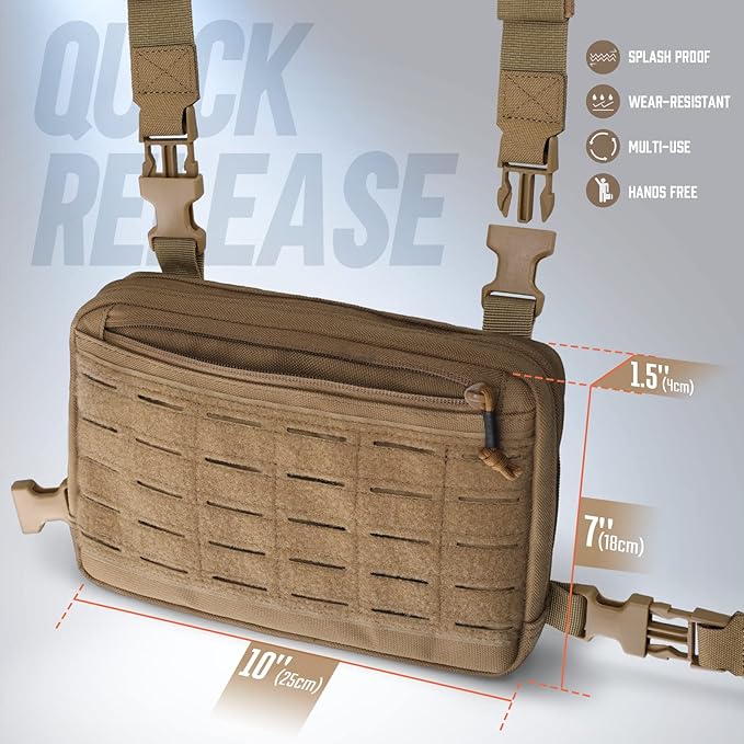 WYNEX Tactical Molle Chest Rig - EDC Chest Pack Recon Kit Bag Utility Pouch Medical Pouch