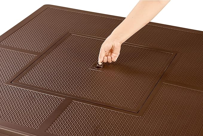 Oakland Living Square 42 in. x 42 in. Aluminum Propane Fire Pit Table with Glass Beads Two Covers Lid 57000 BTUs in Brown Finish