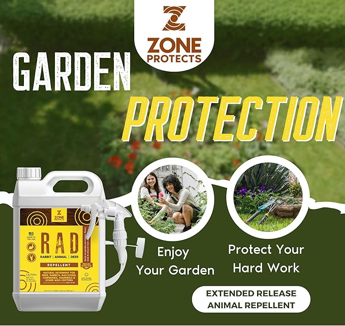 R.A.D. Rabbit Animal Deer Repellent Bundle – 1 Gallon Spray + 32oz Concentrate Natural Formula Keeps Deer and Rabbits Out of Your Garden