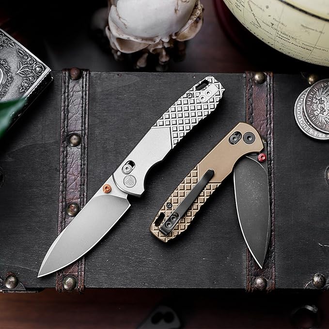 TRIVISA Pocket Knife 3'' M390 Blade Folding Knife for Men Women Titanium Handle Folding Pocket Knives with Clip Crossbar Lock Thumb Studs Opener EDC Knife for Camping Outdoor Hiking Dragonfly-O