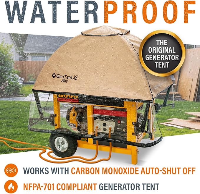 GenTent XL Open Frame Running Cover - Universal Adapter Kit Generator for Larger Generators Tent (Beige XL - Plus)