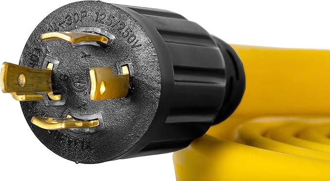 Wen 125V/250V 30-Amp 10-Gauge Flattened Under-Door Generator Extension Cord Splitter 25-Foot (converts L14-30R to Four 5-20R outlets) (PC1420F)