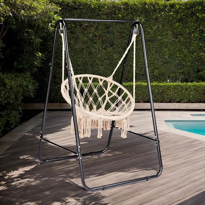 Hammock Chair StandHeavy-Duty Steel Hammock Stand600LBS Multi-Use Swing Stand for Outdoor IndoorHammock Chair not Include