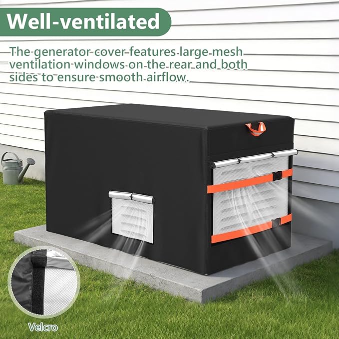 Generator CoverOutdoor Waterproof Generator Cover for 7043 22KW Home Standby GeneratorBlack All-Weather Protection Material51W x 28D x 29H