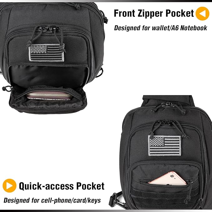 DBTAC Tactical Sling Bag | 8L Military Shoulder Chest Pack for Full Size Concealed Carry Range Travel Outdoor Sports | Range Travel Outdoor Sports Military