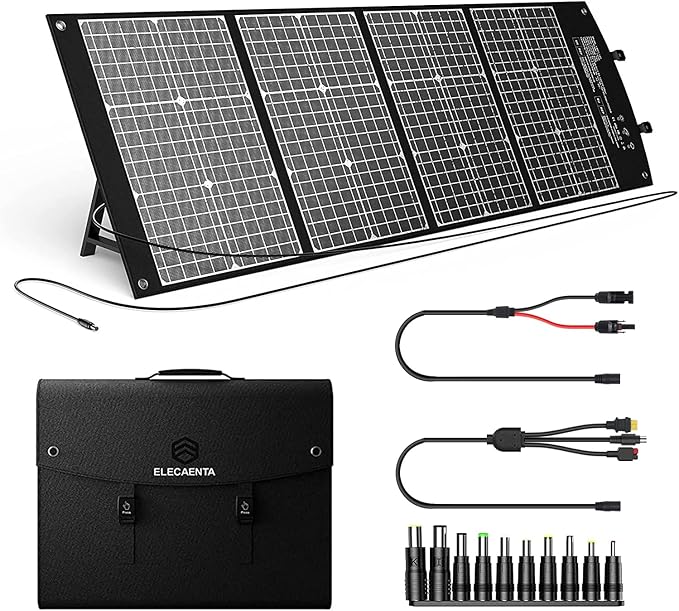 ELECAENTA 120W Portable Solar Panel for Jackery/EF Ecoflow/Bluetti/Anker Power Station 25% Conversion PD45W DC USB QC3.0 Foldable Solar Charger for Outdoors RVs Camping Off Grid