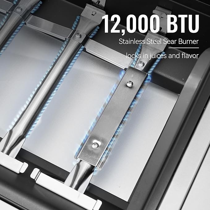 Royal Gourmet GA5401T 5-Burner BBQ Liquid Propane Gas Grill with Side Burner Stainless Steel 61000 BTU Output for Patio Garden Picnic Backyard Cooking Silver