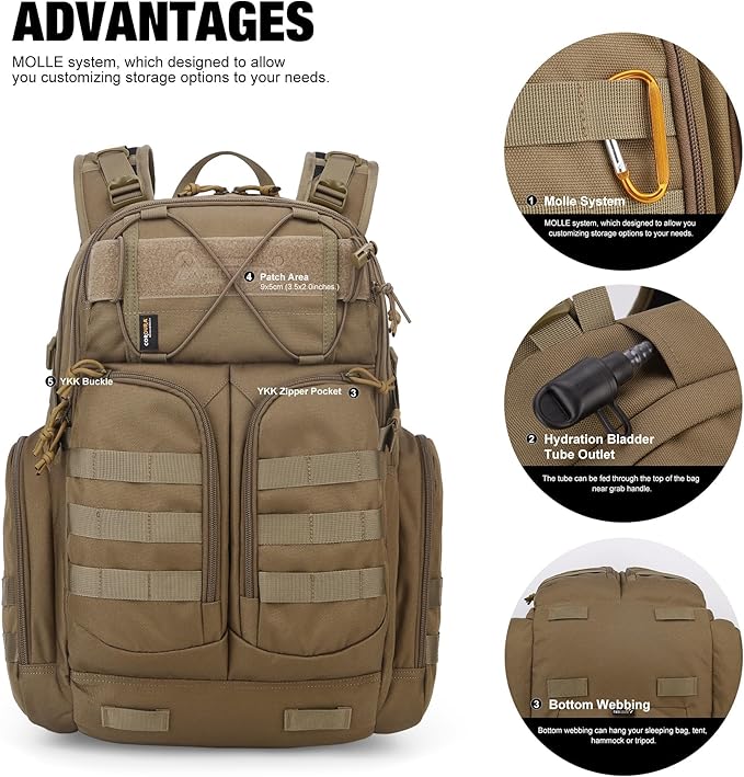 Mardingtop 40L Molle Tactical BackpackMilitary backpack for Men Cordura Backpack for HikingCampingHunting