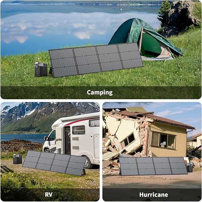 Portable Solar Panel 220W 40V Monocrystalline Foldable Solar Panels Charger Power Backup IP67 Waterproof Durable for Power Station RV Camping Off Grid Fishing