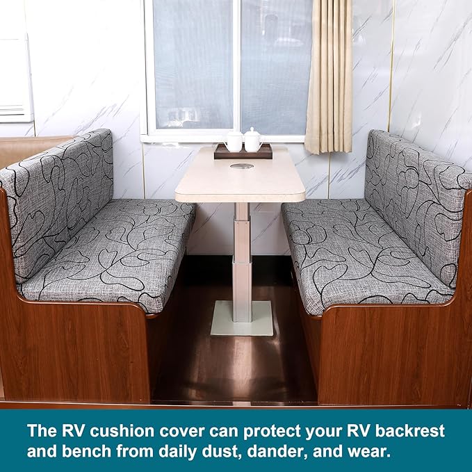 KRFOONN RV Dinette Cushion Covers Stretch Camper Cushions Cover Replacement Couch Cushion Slipcovers Washable Loveseat Slipcovers for Travel Trailer Couch (2 Backrest Cover &amp 2 Bench Cover 11)