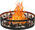 Red Mountain Valley 36 Inch Fire Pit Ring with 360° Forest &amp Wildlife Design Portable Steel Wood Burning Firepit Ring for Outdoor Camping Bonfires BeachPatio fire Pit kit Black